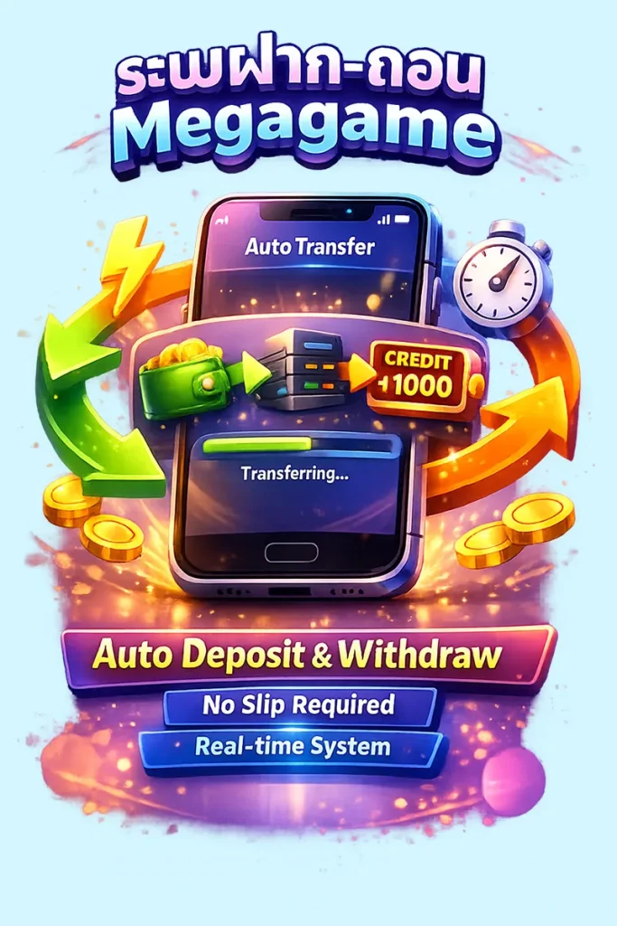 ระบบฝากถอนอัตโนมัติ MEGAGAME รวดเร็วและปลอดภัย