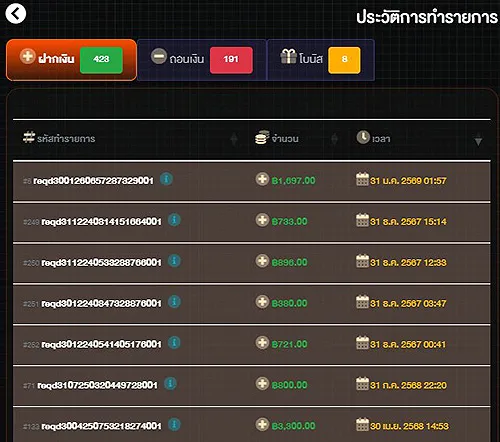 ตรวจสอบประวัติธุรกรรม