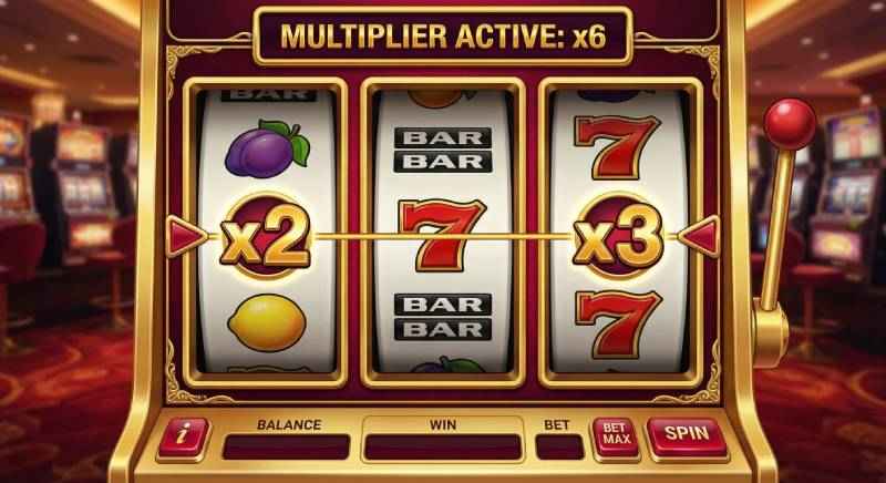 ภาพตัวคูณที่ทำงานในเกมหลักของสล็อต