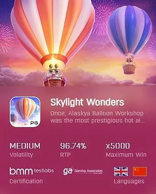 เกมสล็อต Skylight Wonders จาก PG ที่มีความผันผวนระดับกลาง