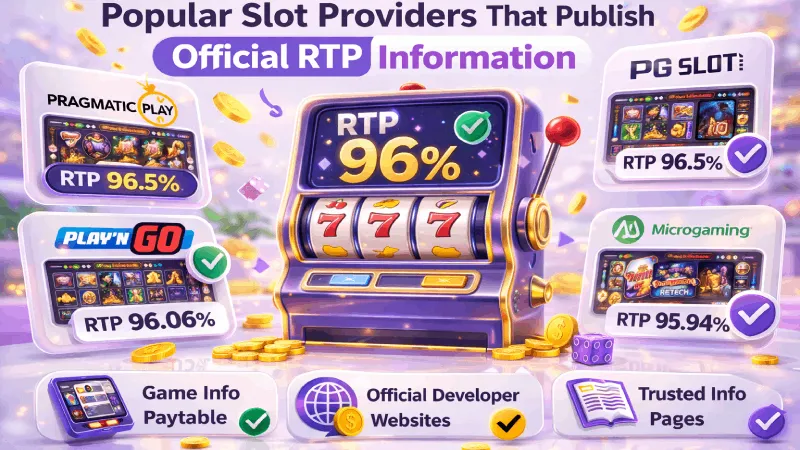 ภาพตัวอย่างค่ายเกมที่เปิดเผยข้อมูลค่า RTP ให้ผู้เล่นตรวจสอบได้