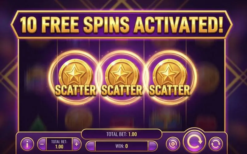 ภาพตัวอย่างฟรีสปินรูปแบบทั่วไปในเกมสล็อต